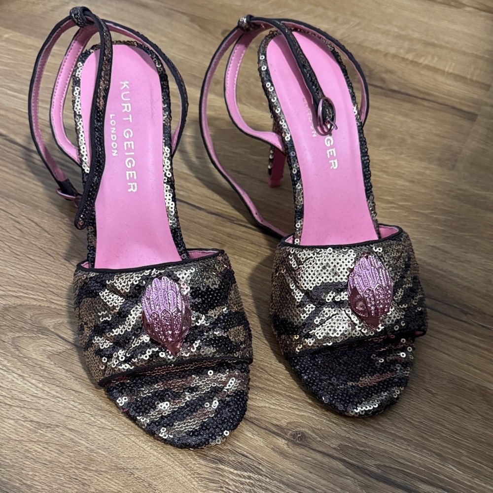 Kurt Geiger Sequin Heels - Brown and Pink